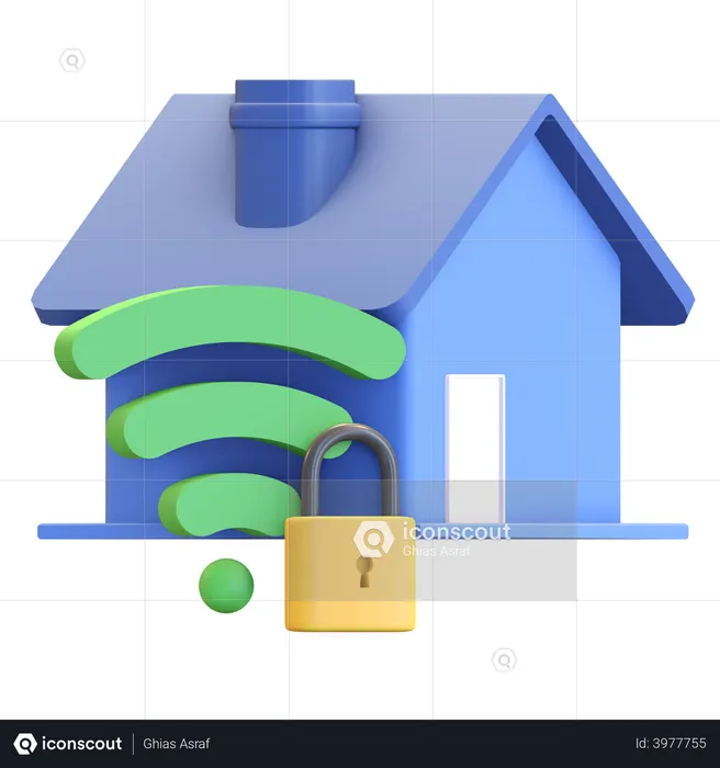 Home network security  3D Illustration