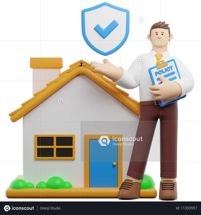 Home Property Insurance  3D Icon