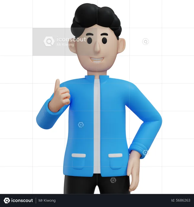 Homem apresentando algo em pé e sorrindo  3D Illustration