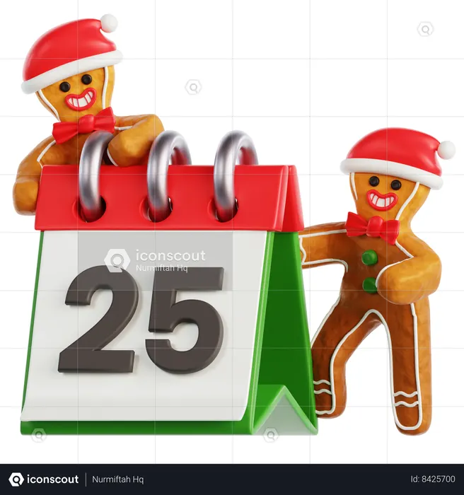 Homem Biscoito com Calendário  3D Icon