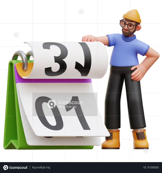 Homem com calendário  3D Illustration