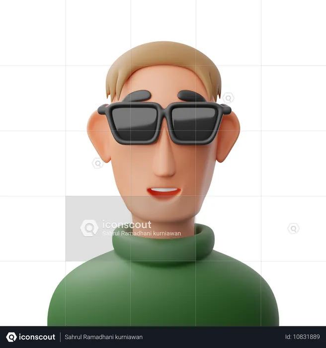 Avatar de homem de óculos  3D Icon