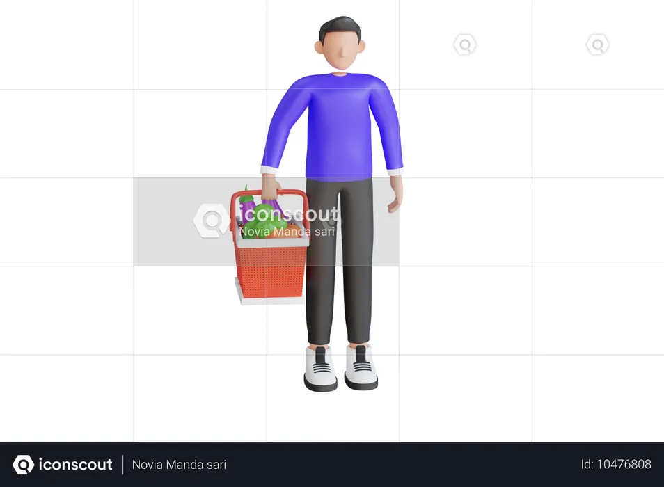 Homem comprando vegetais  3D Illustration