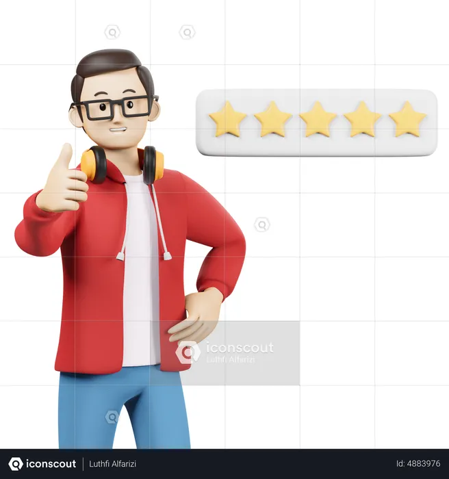 Homem dando feedback  3D Illustration