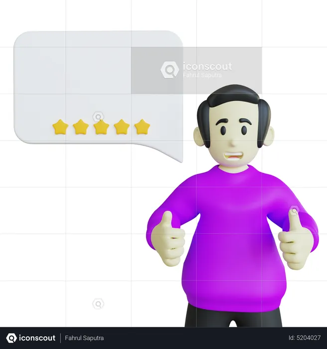 Homem dando feedback positivo  3D Illustration