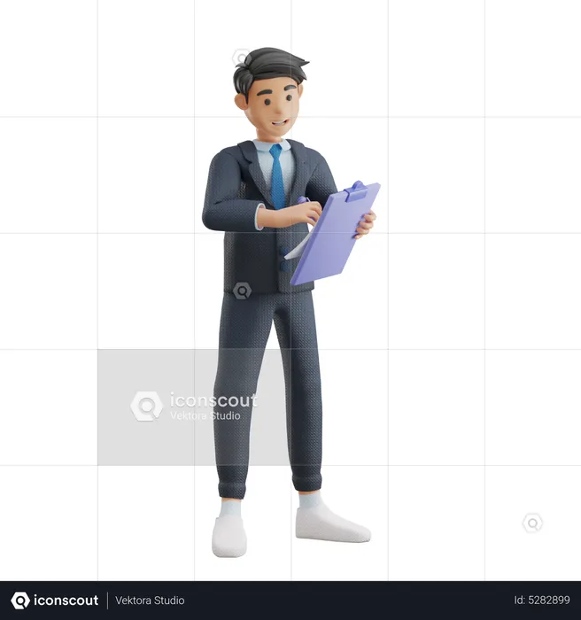 Homem de negócios fazendo anotações  3D Illustration