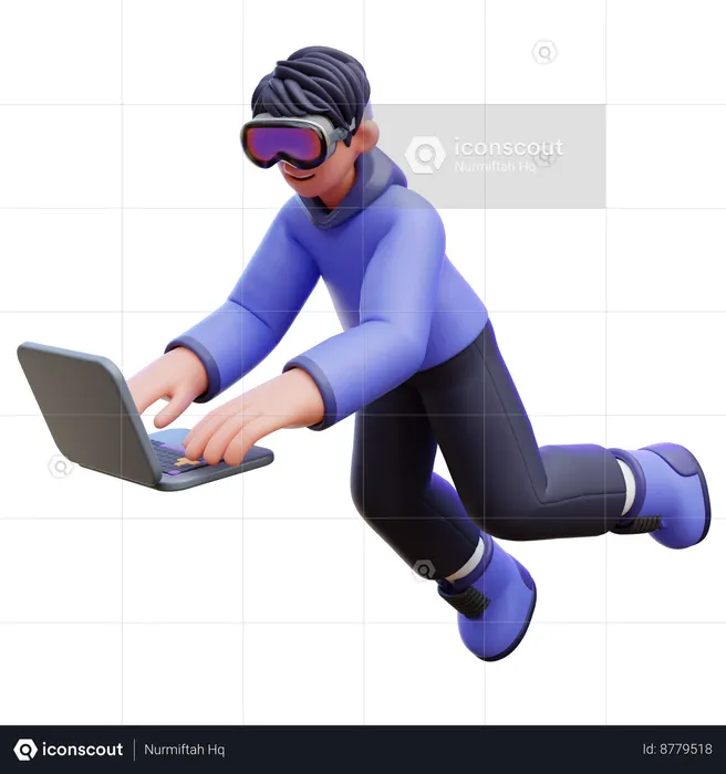 Homem digitando no laptop  3D Icon