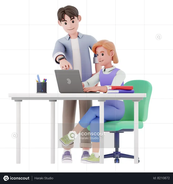 Homem e mulher fazendo negócios discutem no escritório  3D Illustration