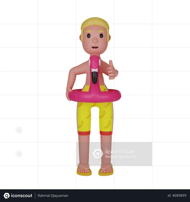 Homem em anel flutuante  3D Illustration