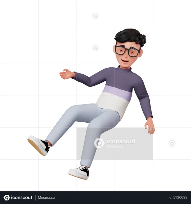 Homem em pose flutuante e sorridente  3D Illustration