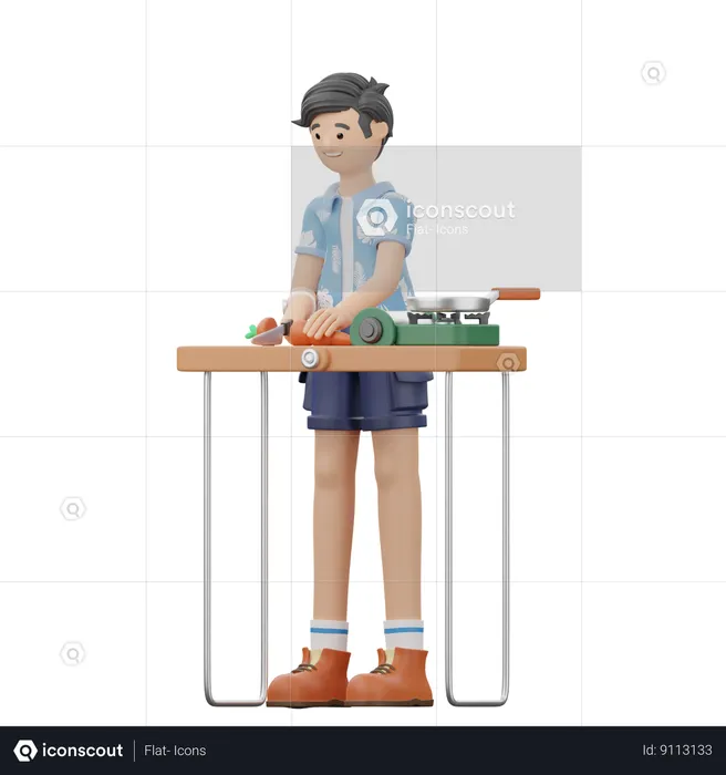 Homem está cozinhando refeição  3D Illustration