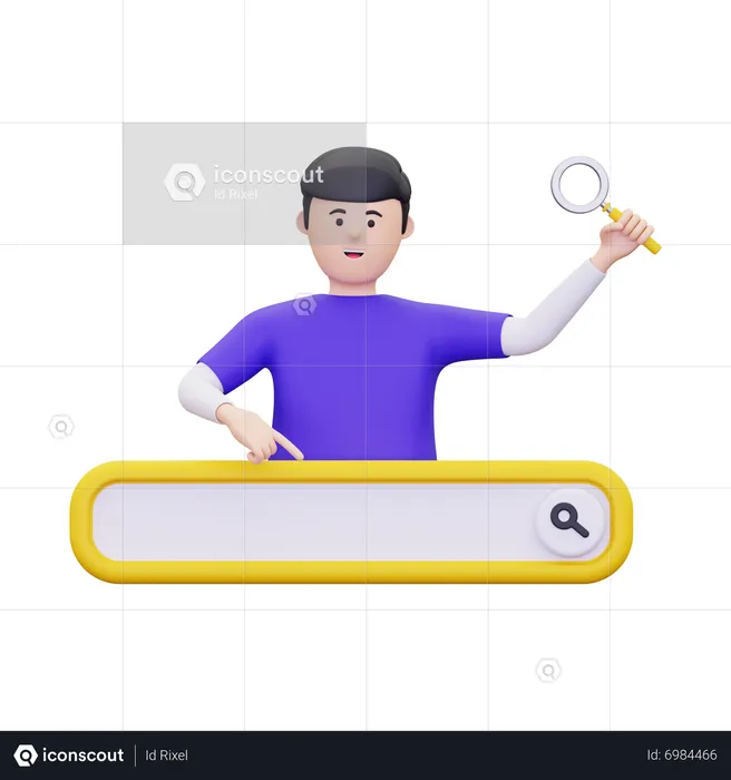 Homem está procurando algo na Internet  3D Illustration