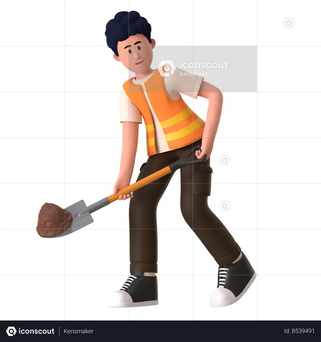 Homem fazendo escavação  3D Icon
