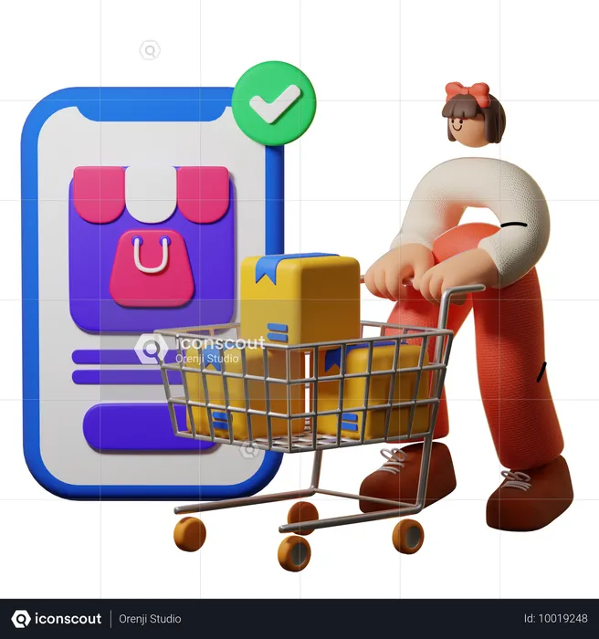 Homem fazendo compras on-line usando comércio eletrônico  3D Illustration