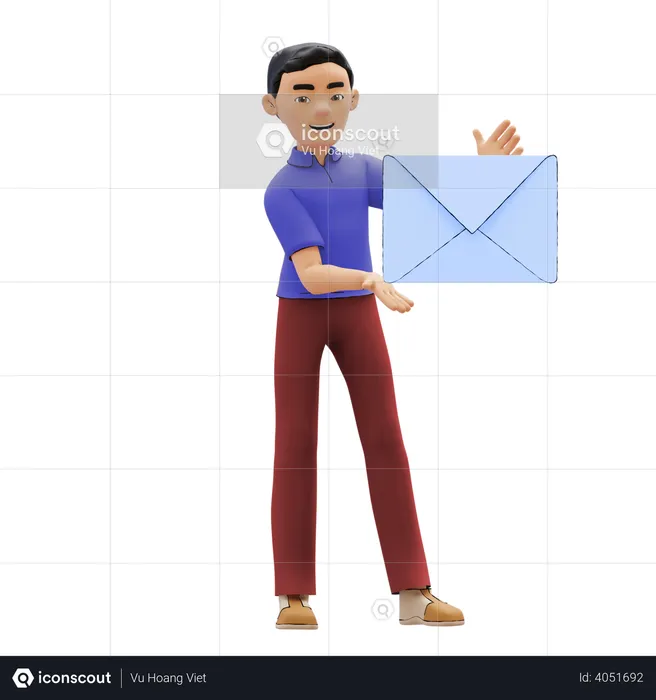 Homem fazendo email marketing  3D Illustration