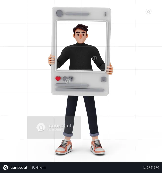Homem fazendo marketing em mídias sociais  3D Illustration