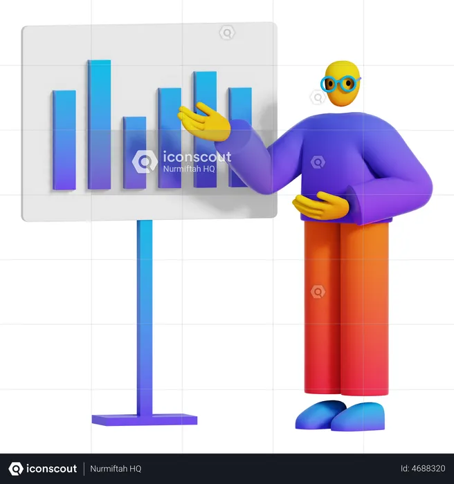 Homem fazendo apresentação de negócios  3D Illustration