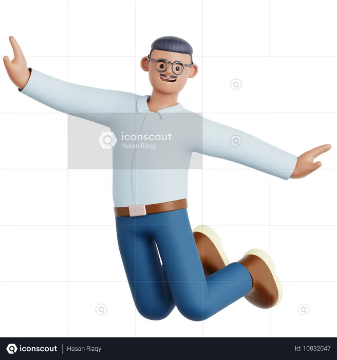 Homem fazendo celebração de salto  3D Illustration