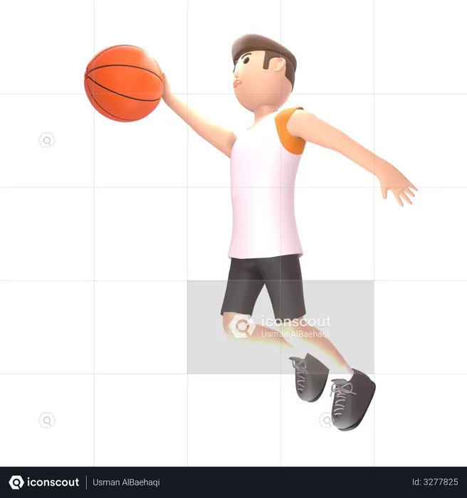 Homem jogando basquete  3D Illustration