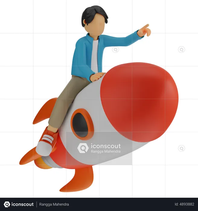 Homem lançando nova startup  3D Illustration