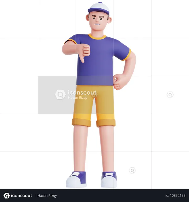 Homem mostrando o polegar para baixo  3D Icon