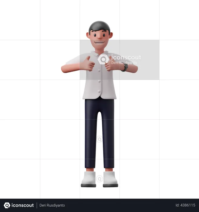 Homem mostrando os polegares para cima  3D Illustration