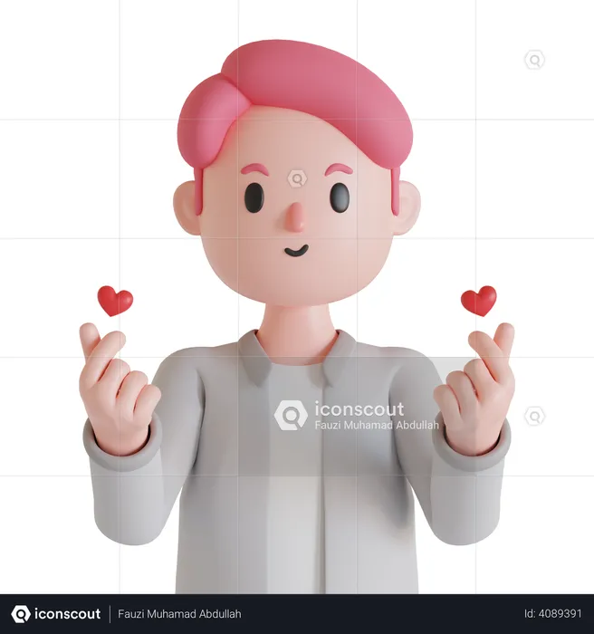 Homem mostrando sinal de amor  3D Illustration