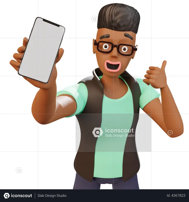 Homem mostrando smartphone  3D Illustration