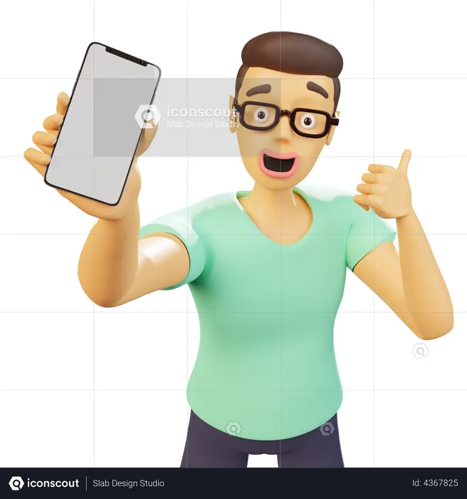 Homem mostrando smartphone  3D Illustration