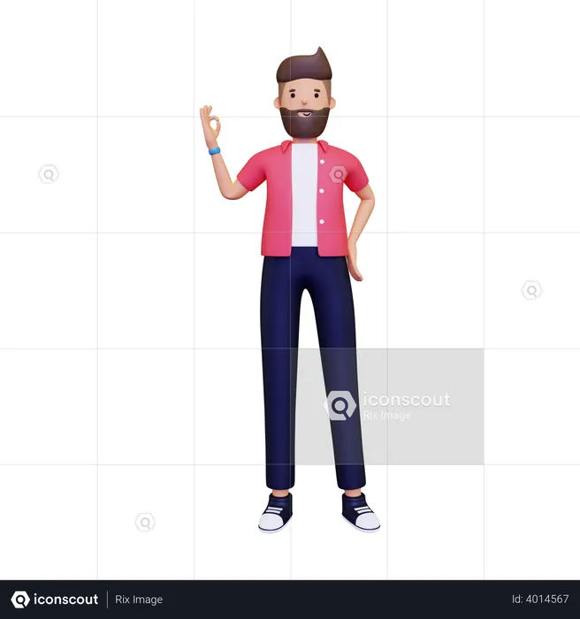 Homem mostrando super gesto com a mão  3D Illustration