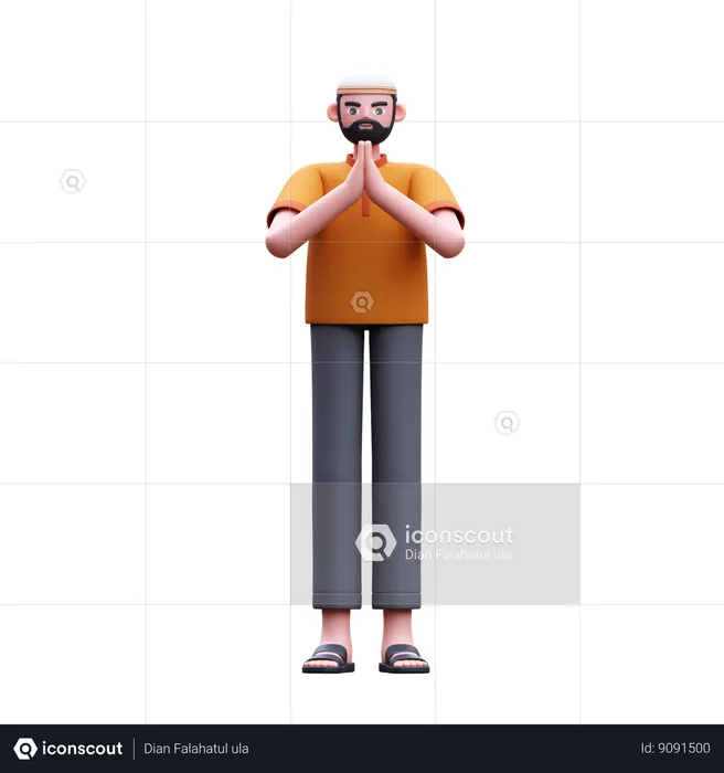 Homem muçulmano dando saudação  3D Icon