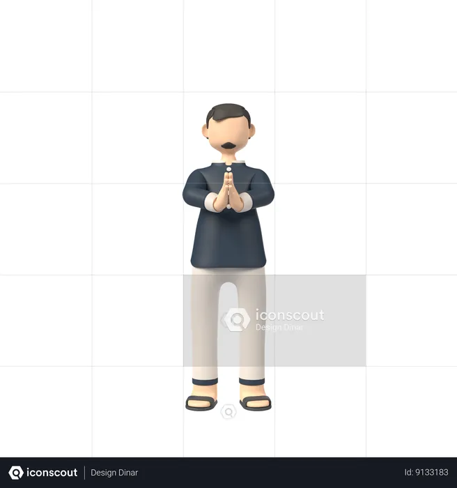 Homem muçulmano dando saudação de Ramadã  3D Illustration