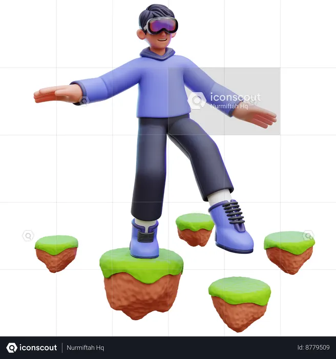 Homem pisando em solo flutuante  3D Icon