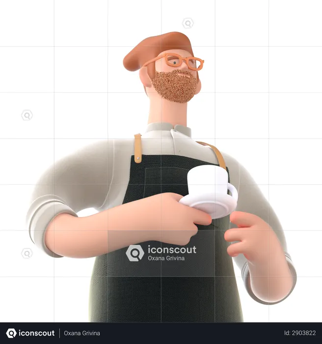 Homem segurando uma xícara de café  3D Illustration