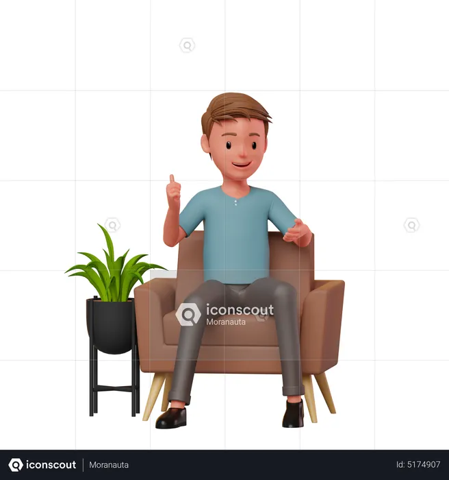 Homem sentado em um sofá conversando  3D Illustration