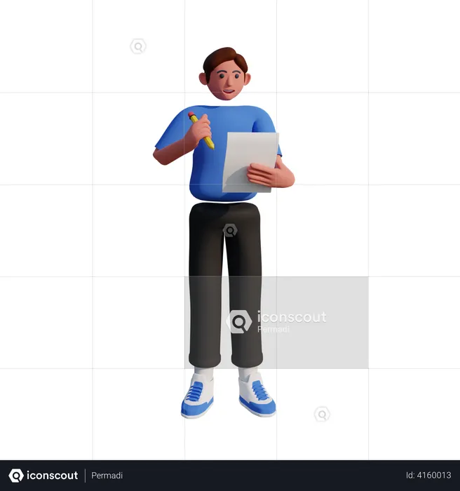 Homem tomando notas  3D Illustration