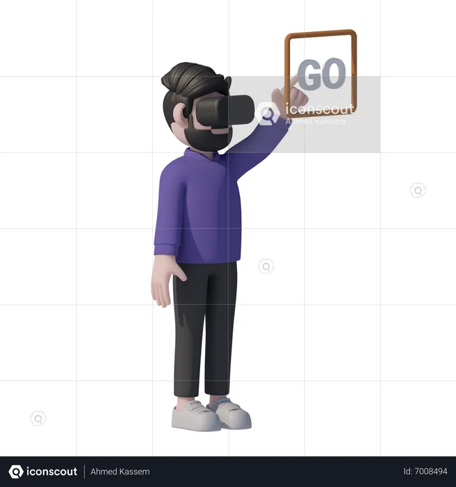 Homem VR vai  3D Icon