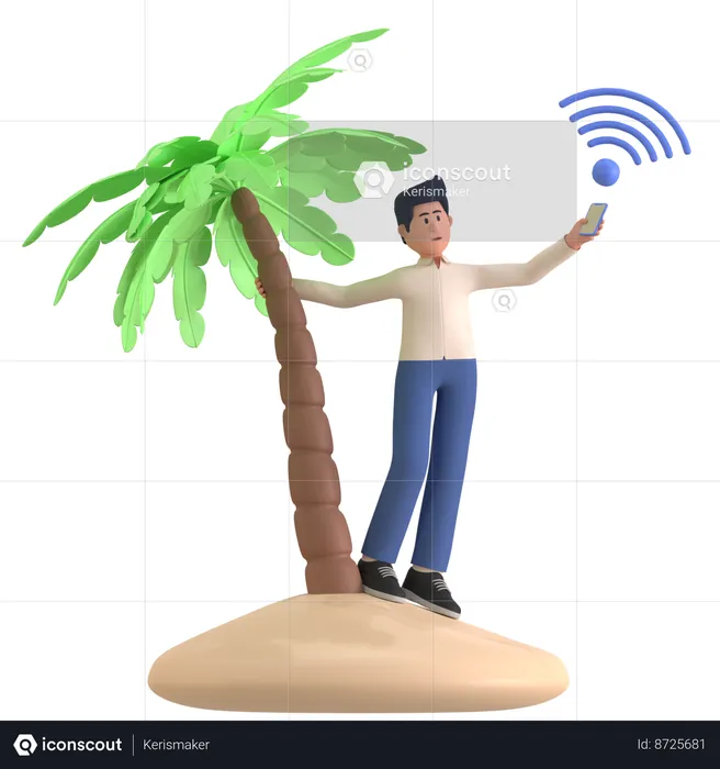 Homme à la recherche d'un signal  3D Illustration