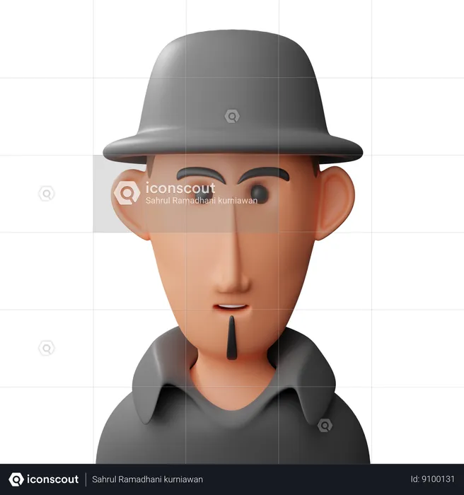 Avatar homme avec chapeau  3D Icon