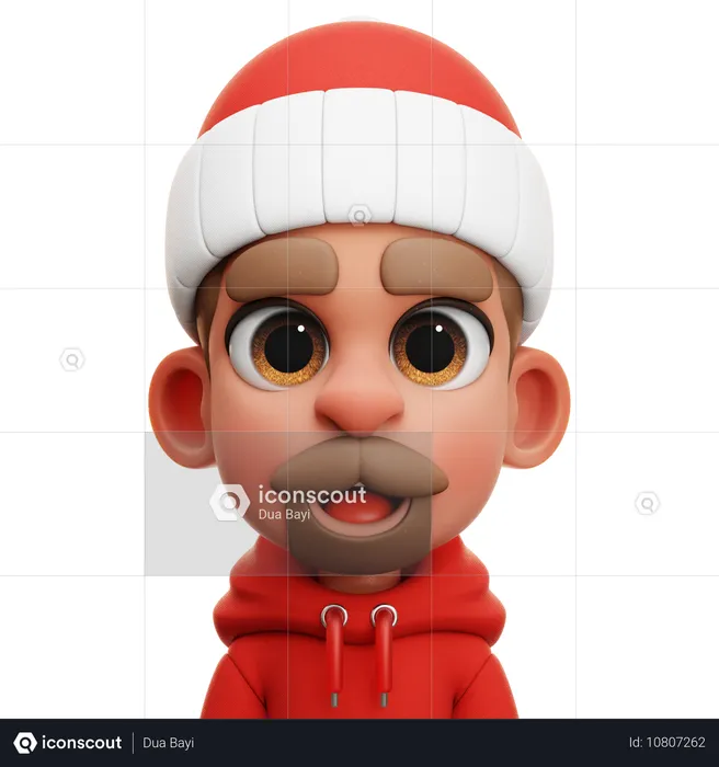 HOMME AVEC UN SWEAT À CAPUCHE ROUGE  3D Icon