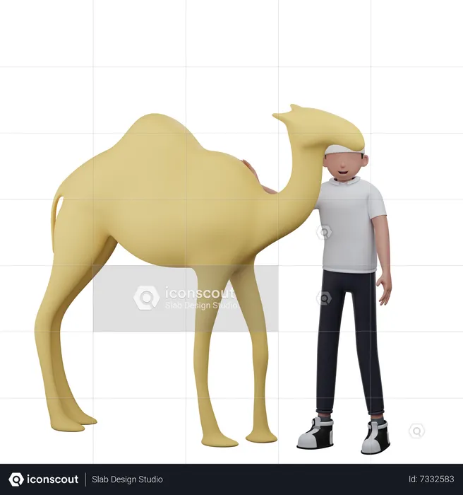 Homme avec chameau  3D Icon