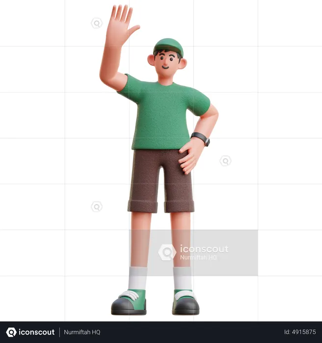 Homme avec un geste high five  3D Illustration