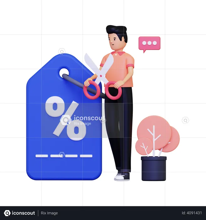 Homme avec coupon de réduction  3D Illustration