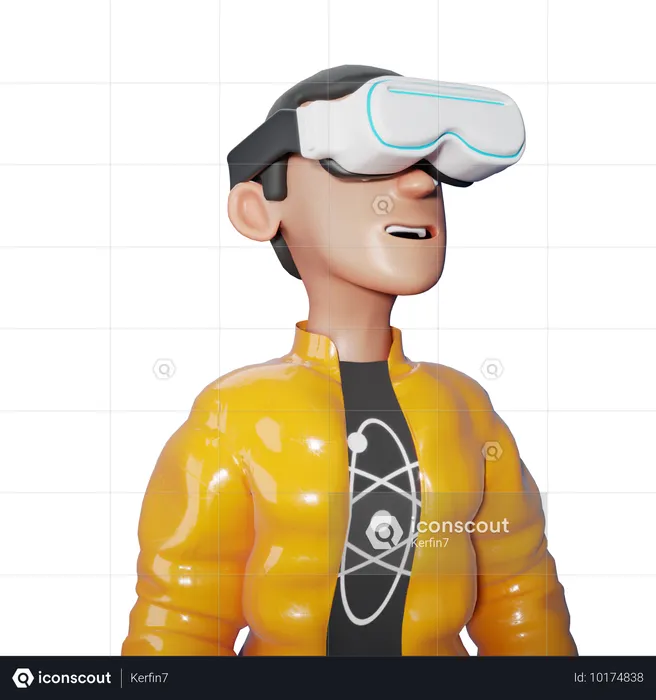 Homme avec des lunettes de réalité virtuelle  3D Illustration