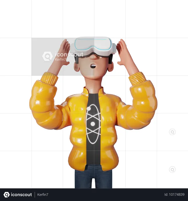 Homme avec réalité virtuelle  3D Illustration