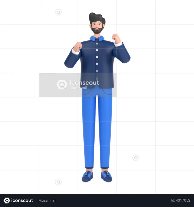 Homme ayant exprimant une émotion positive  3D Icon