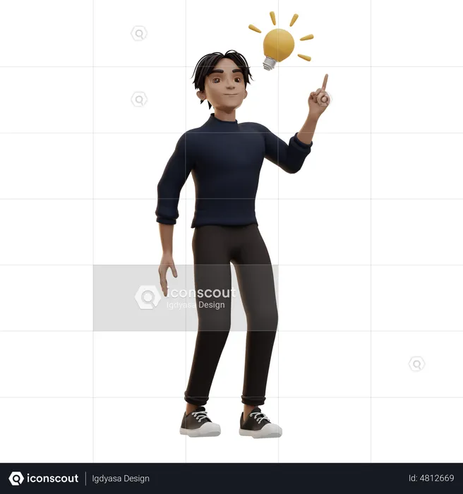 Homme ayant une idée  3D Illustration