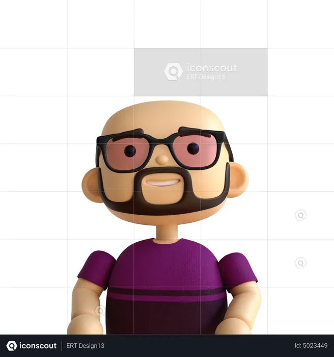 Homme à barbe chauve  3D Icon