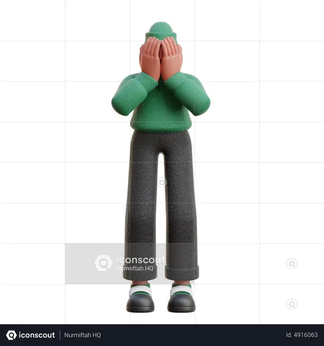 Homme cachant son visage  3D Icon