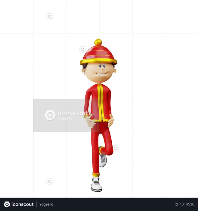 Homme chinois élégant  3D Illustration